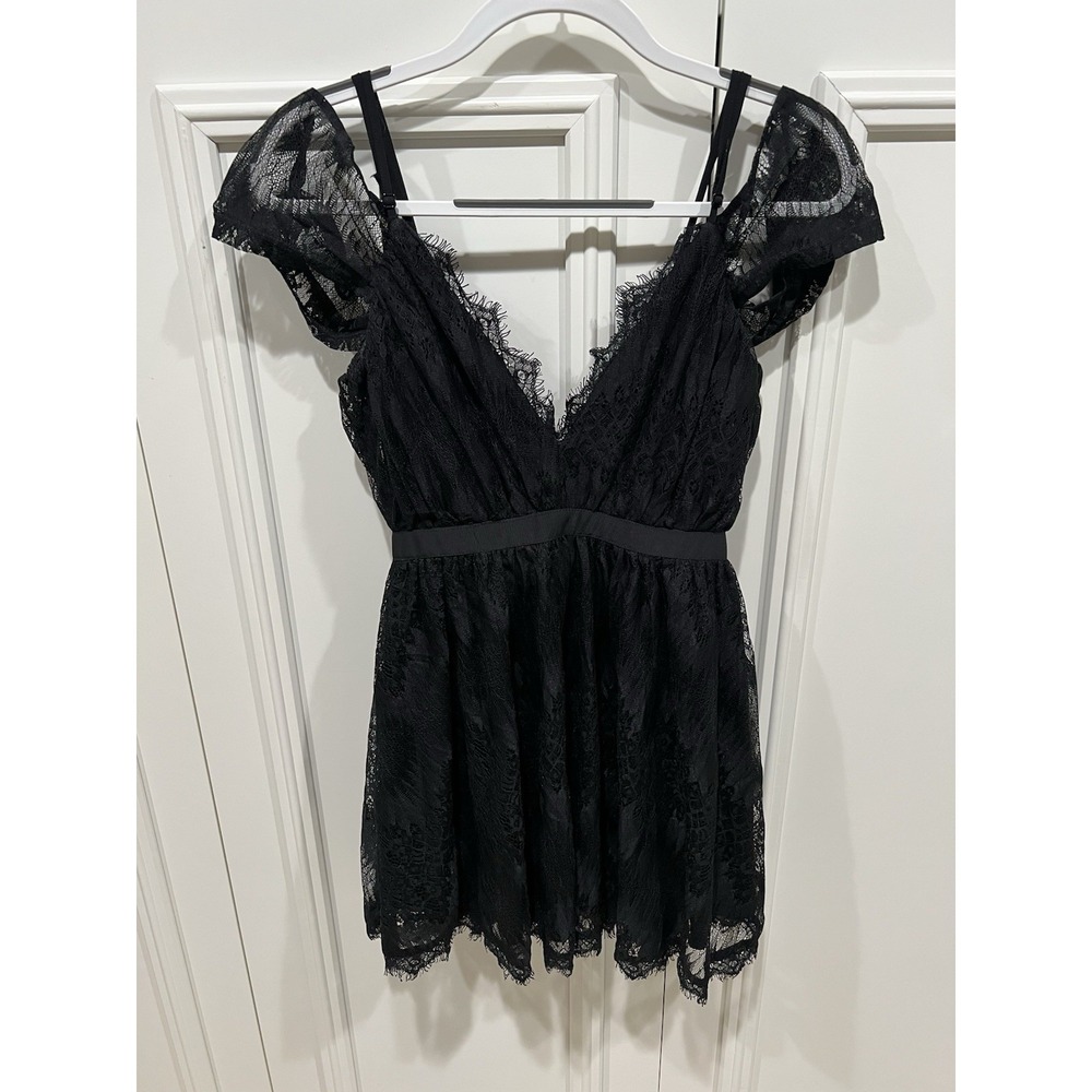 Tobi Black Lace Overlay Mini Dress Size XS Whimsigoth Fairy Grunge Goth
